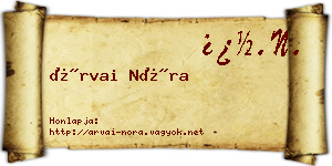 Árvai Nóra névjegykártya