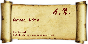 Árvai Nóra névjegykártya
